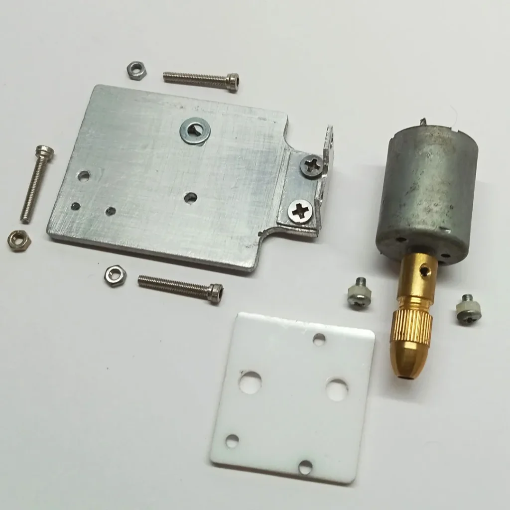 Drill motor holder for custom-built PCB driller