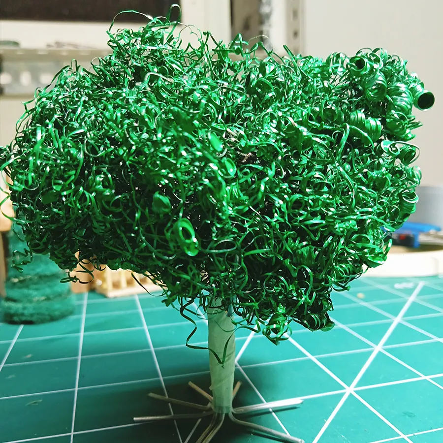 Completed miniature tree  to create snowy miniature Cristmas theme