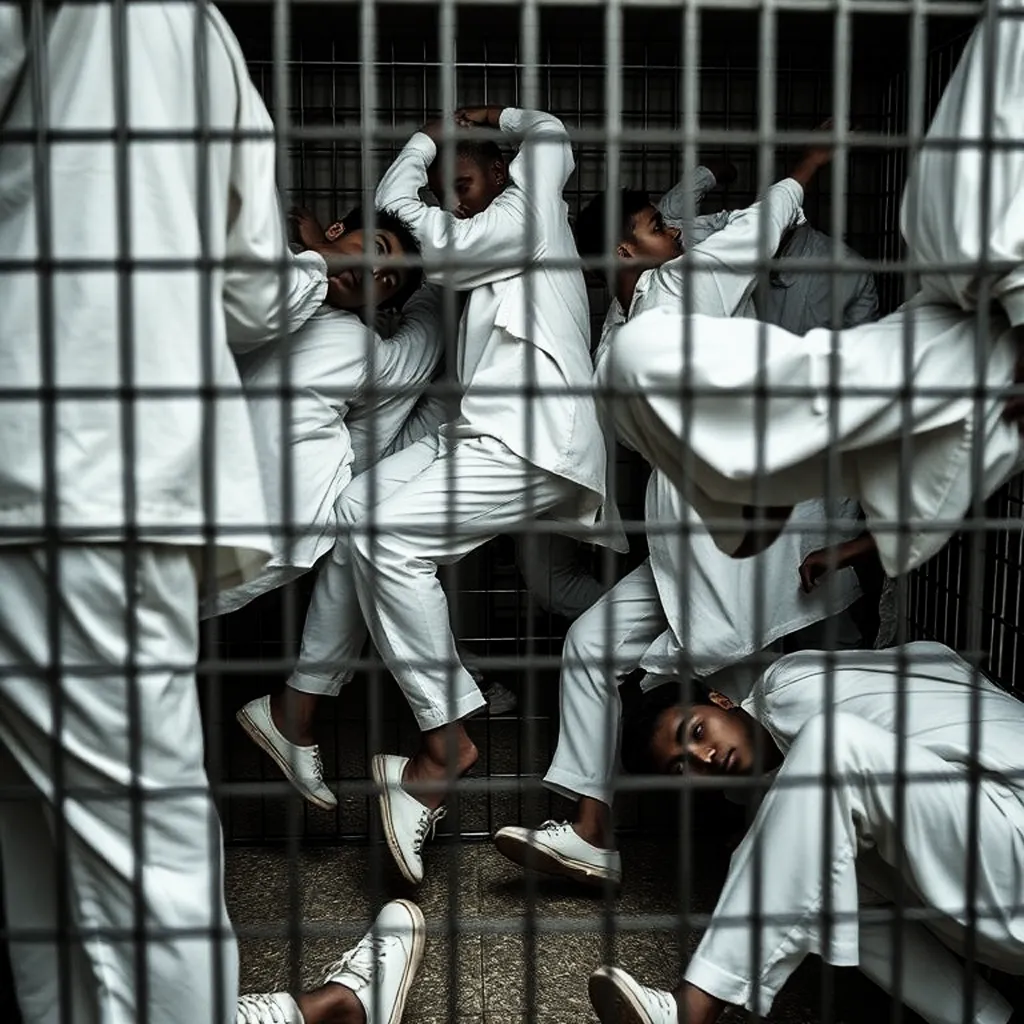 Youngs disturbed inside a cage, symbolizing the concept of life and purpose