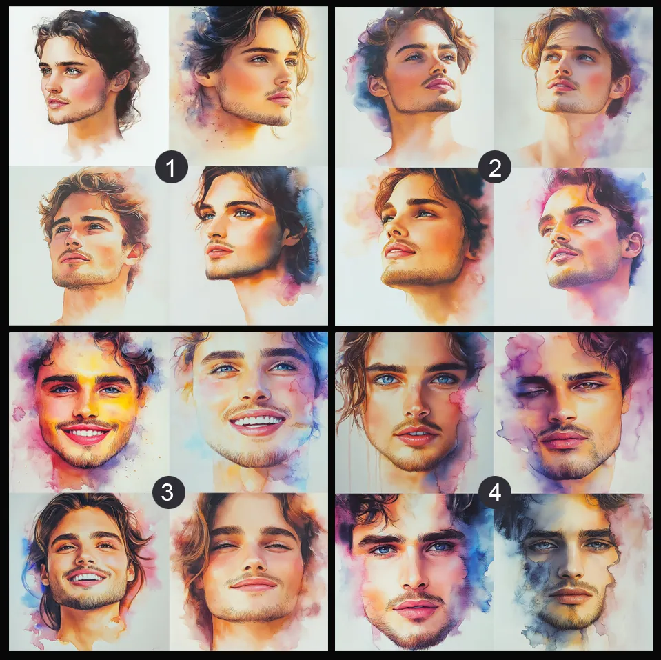 watercolor with different expressions